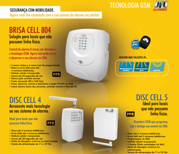 Central de Alarme brisa cell 804 e Tecnologia GSM disc 4 e d